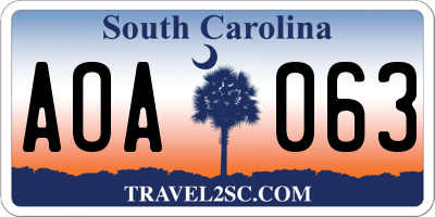 SC license plate AOA063