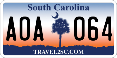 SC license plate AOA064