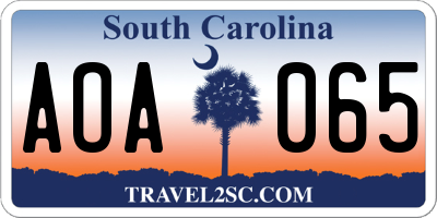 SC license plate AOA065