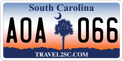 SC license plate AOA066