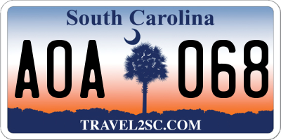 SC license plate AOA068