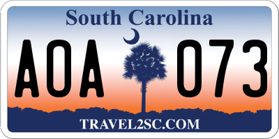 SC license plate AOA073