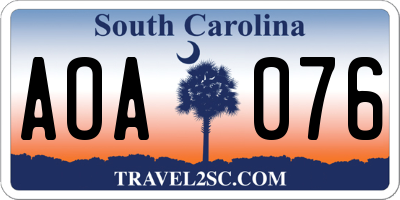 SC license plate AOA076