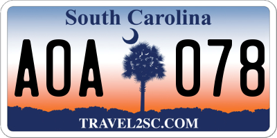 SC license plate AOA078