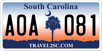 SC license plate AOA081