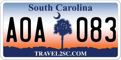 SC license plate AOA083