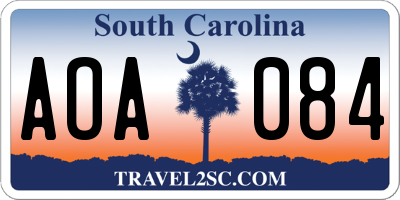 SC license plate AOA084