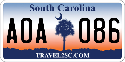 SC license plate AOA086