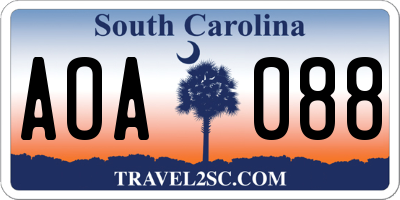 SC license plate AOA088