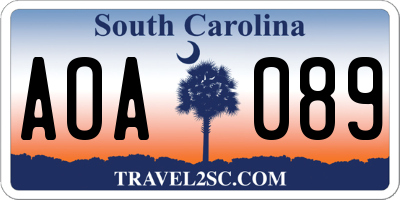 SC license plate AOA089