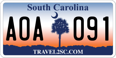 SC license plate AOA091