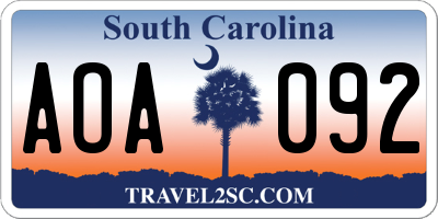 SC license plate AOA092