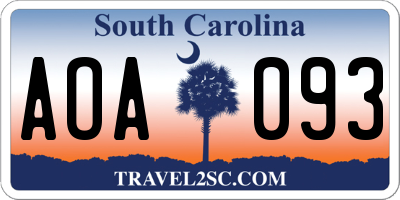 SC license plate AOA093