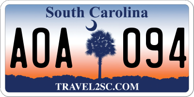 SC license plate AOA094
