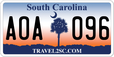 SC license plate AOA096