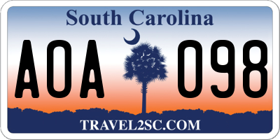 SC license plate AOA098