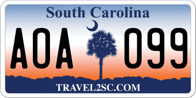 SC license plate AOA099