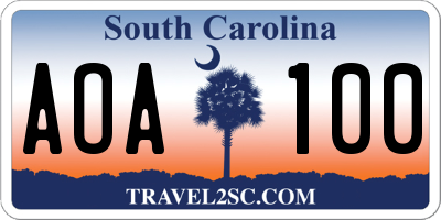 SC license plate AOA100