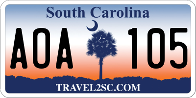 SC license plate AOA105