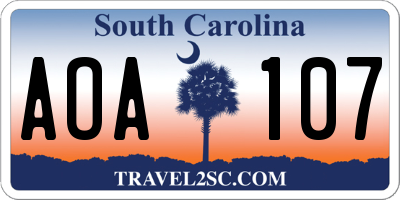 SC license plate AOA107