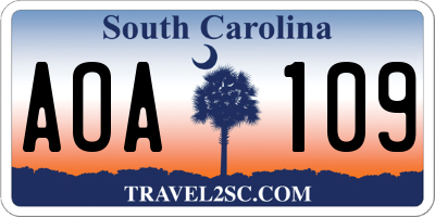 SC license plate AOA109