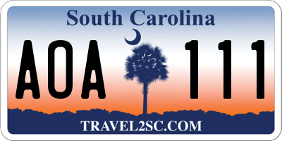 SC license plate AOA111