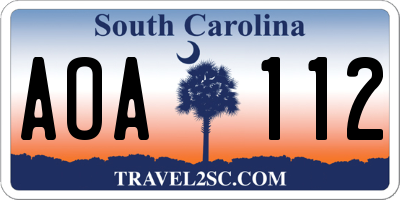 SC license plate AOA112