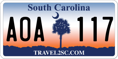 SC license plate AOA117