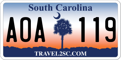 SC license plate AOA119