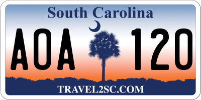 SC license plate AOA120