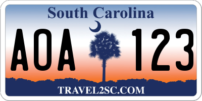 SC license plate AOA123
