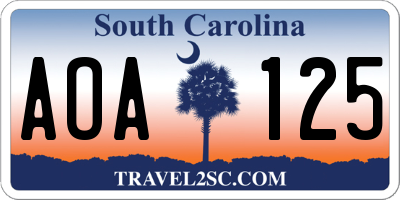 SC license plate AOA125