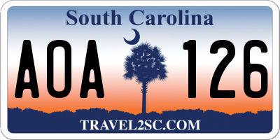 SC license plate AOA126