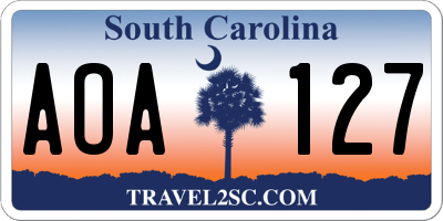 SC license plate AOA127