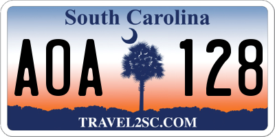 SC license plate AOA128