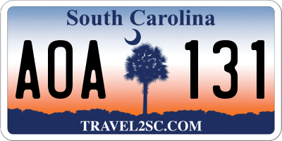 SC license plate AOA131