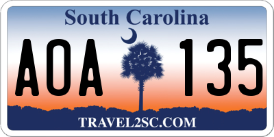 SC license plate AOA135