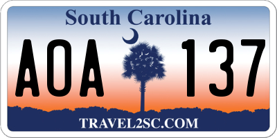 SC license plate AOA137