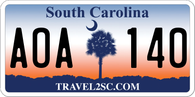 SC license plate AOA140