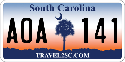 SC license plate AOA141