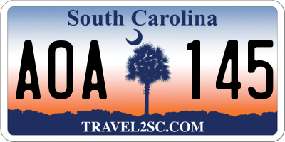SC license plate AOA145