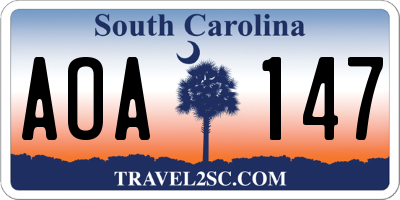 SC license plate AOA147