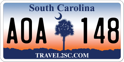 SC license plate AOA148