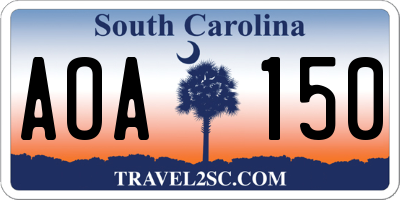 SC license plate AOA150