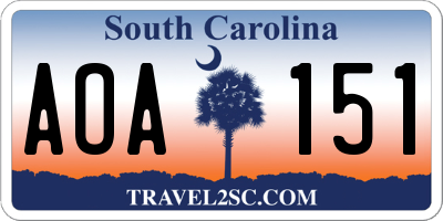 SC license plate AOA151