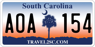 SC license plate AOA154