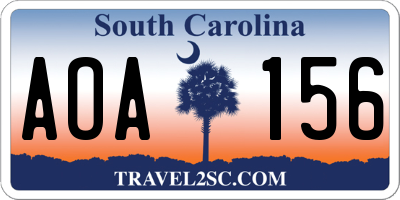 SC license plate AOA156