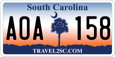 SC license plate AOA158