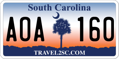 SC license plate AOA160