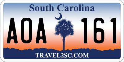 SC license plate AOA161